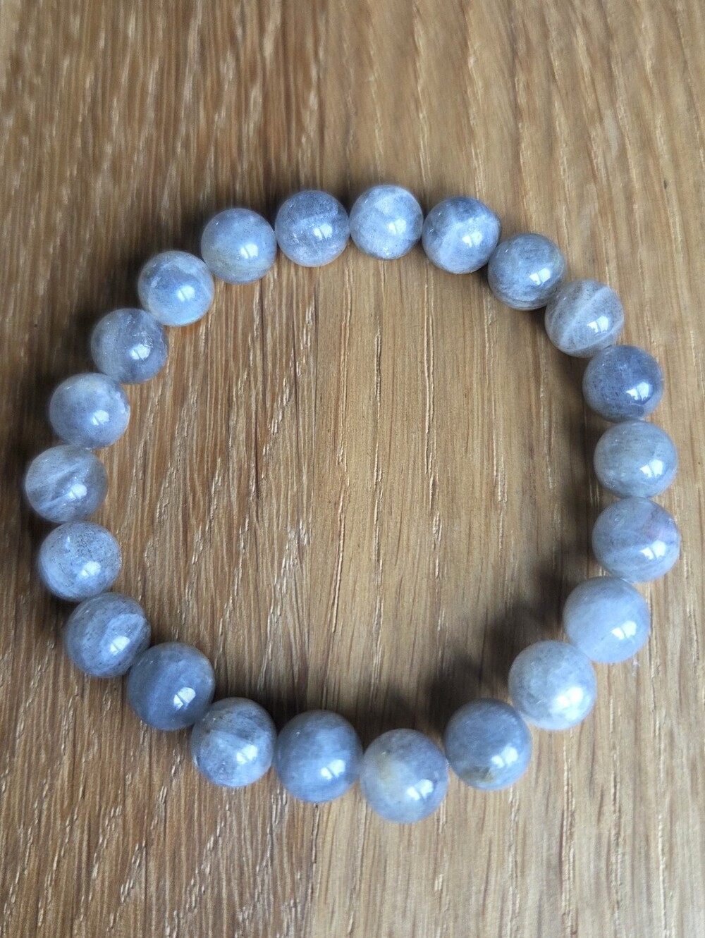 Gray Moonstone Beaded Stretch Bracelet | Hsndmade